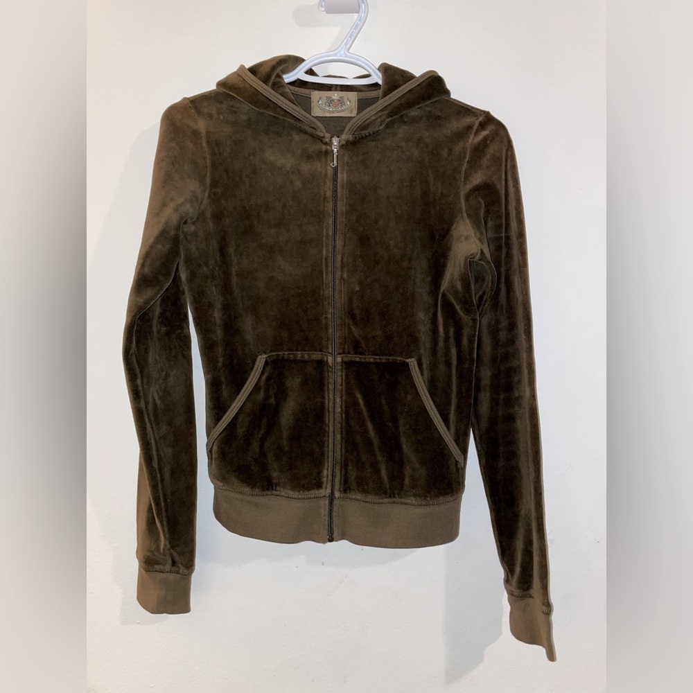 Juicy Couture Y2K Brown Khaki Velour Hoodie